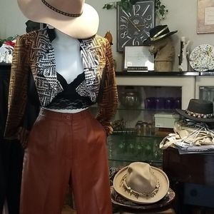 Vintage Pia Rucci Cognac High Waisted Leather jean